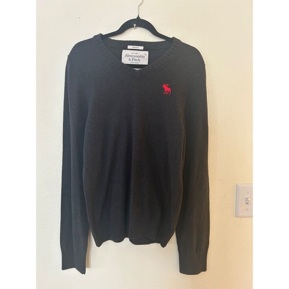 Abercrombie & Fitch | Men’s Large |V-Neck Sweater Muscle Dark Gray